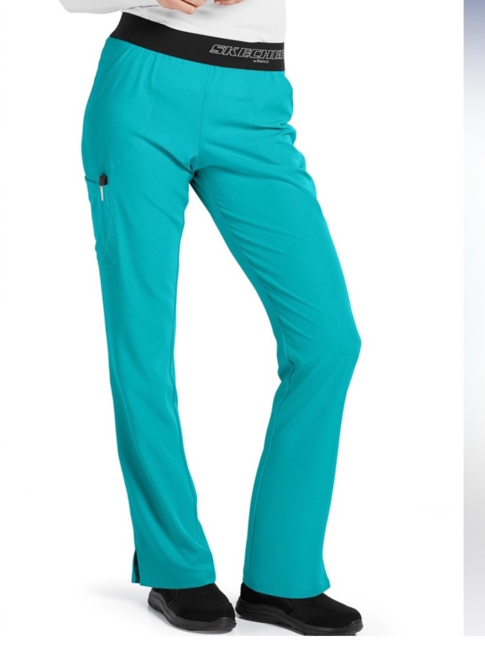 Sketchers by Barco 3 Pocket Stretch Scrub Pants Teal Elastic Waistband Size S